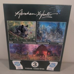 ABRAHAM HUNTER Bear Deer Wolf Puzzle Set Of 3